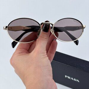 Prada PR65ZS ZVN20I BRAND NEW Sunglasses Pale Gold Purple Brown Oval Metal Unise